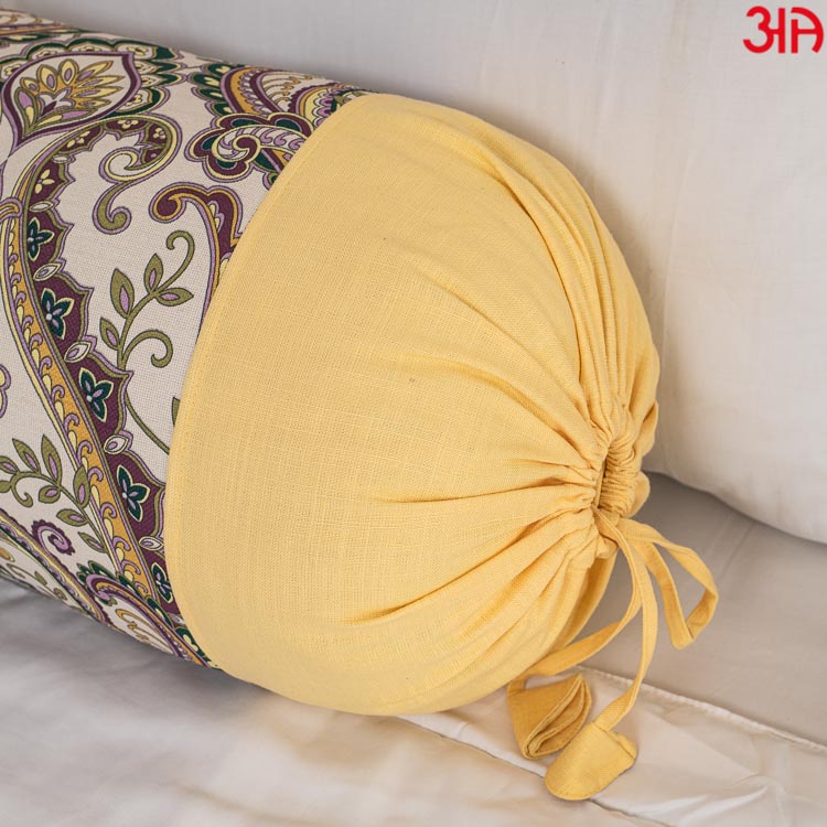 yellow printed bolster cover long3