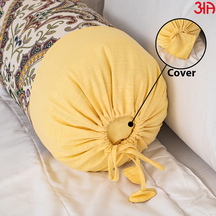 yellow printed bolster cover long4