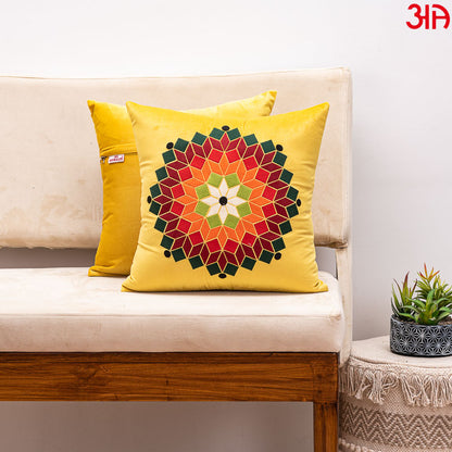 yellow colorful cube floral cushion2