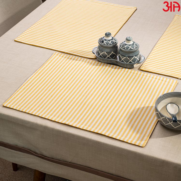yellow stripe table mat cotton