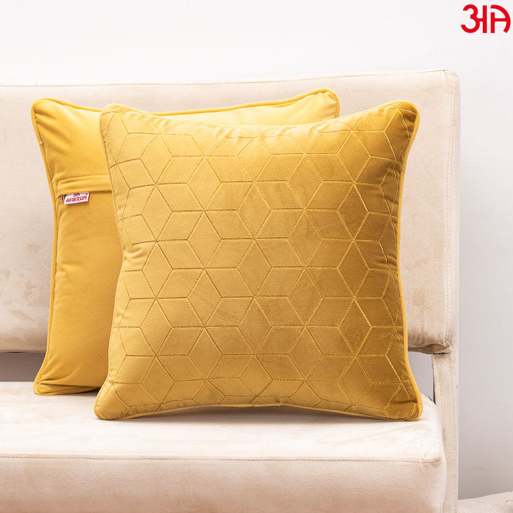 yellow velvet cushion cover