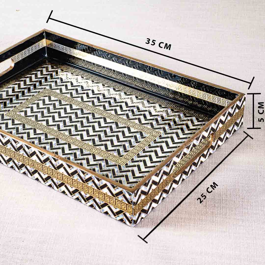 Premium Veda Weave Rectangle Mdf Tray Design Ten 10X16X2 Inch
