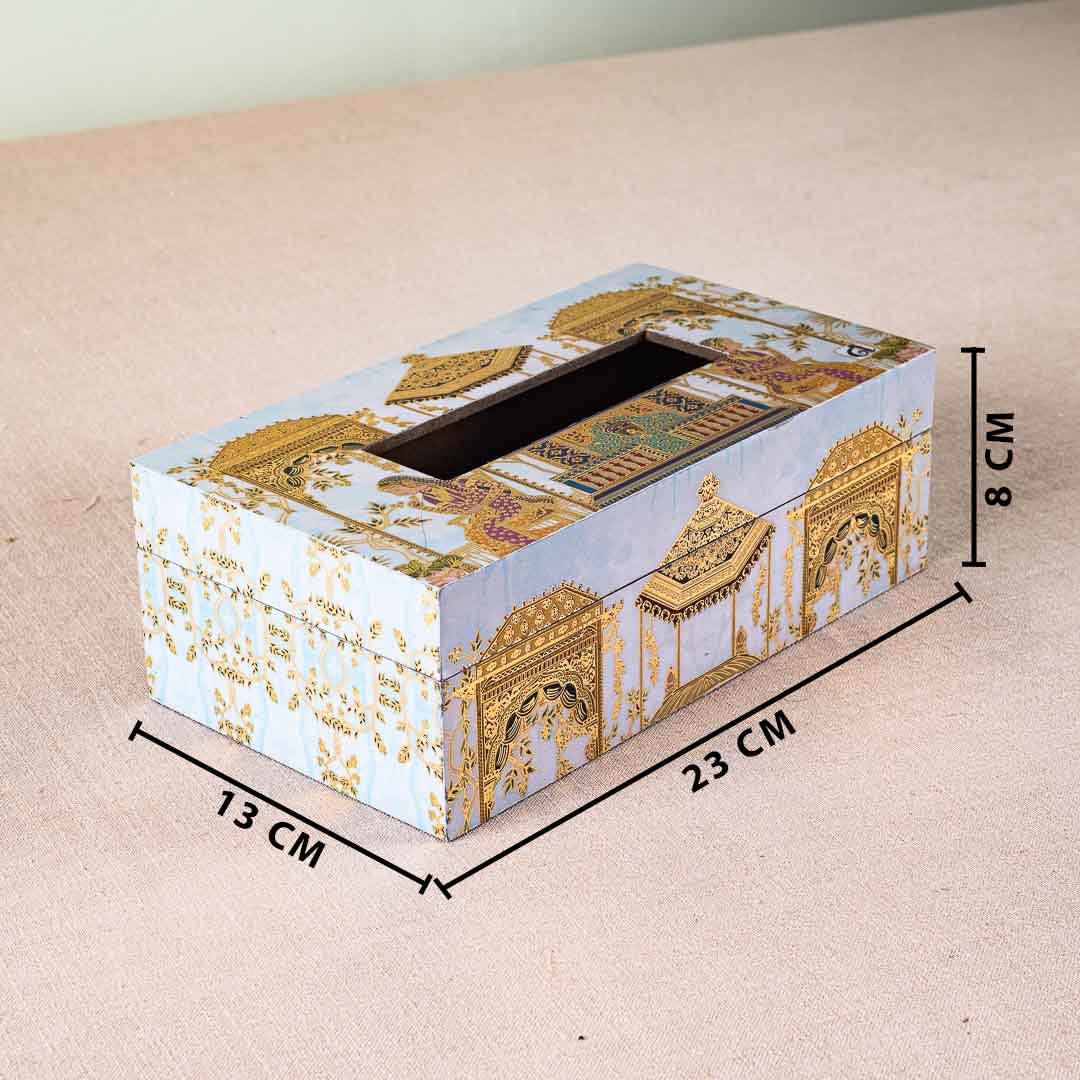 Premium Mughal Tissue Box Mdf Design Two 9.5X6X3 Inch