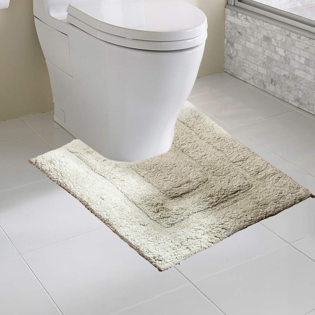 Soft Absorbent U-Shaped Pedestal Bath Mat &amp; Rectangle Bath mat (2pc Set) - GREEN
