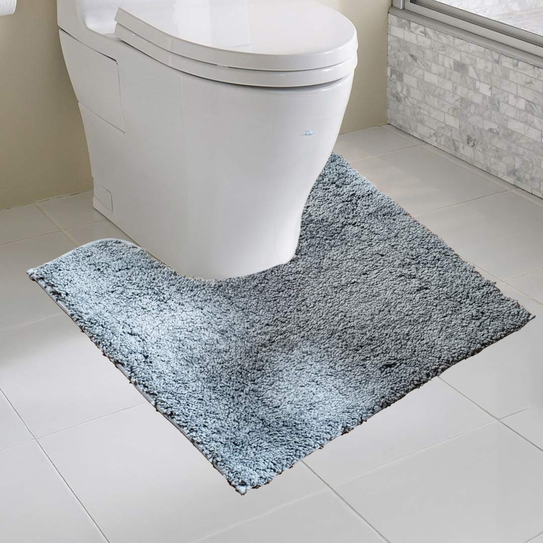 Soft Absorbent U-Shaped Pedestal Bath Mat - Grey