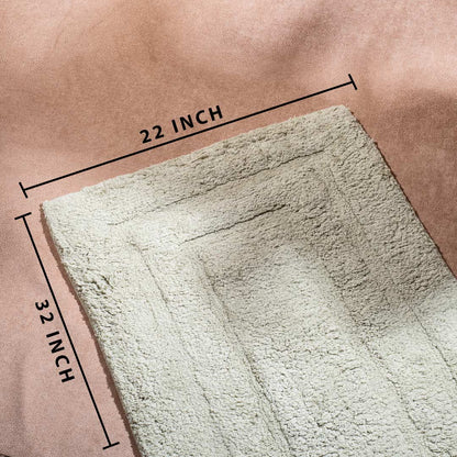 Soft Absorbent U-Shaped Pedestal Bath Mat &amp; Rectangle Bath mat (2pc Set) - GREEN