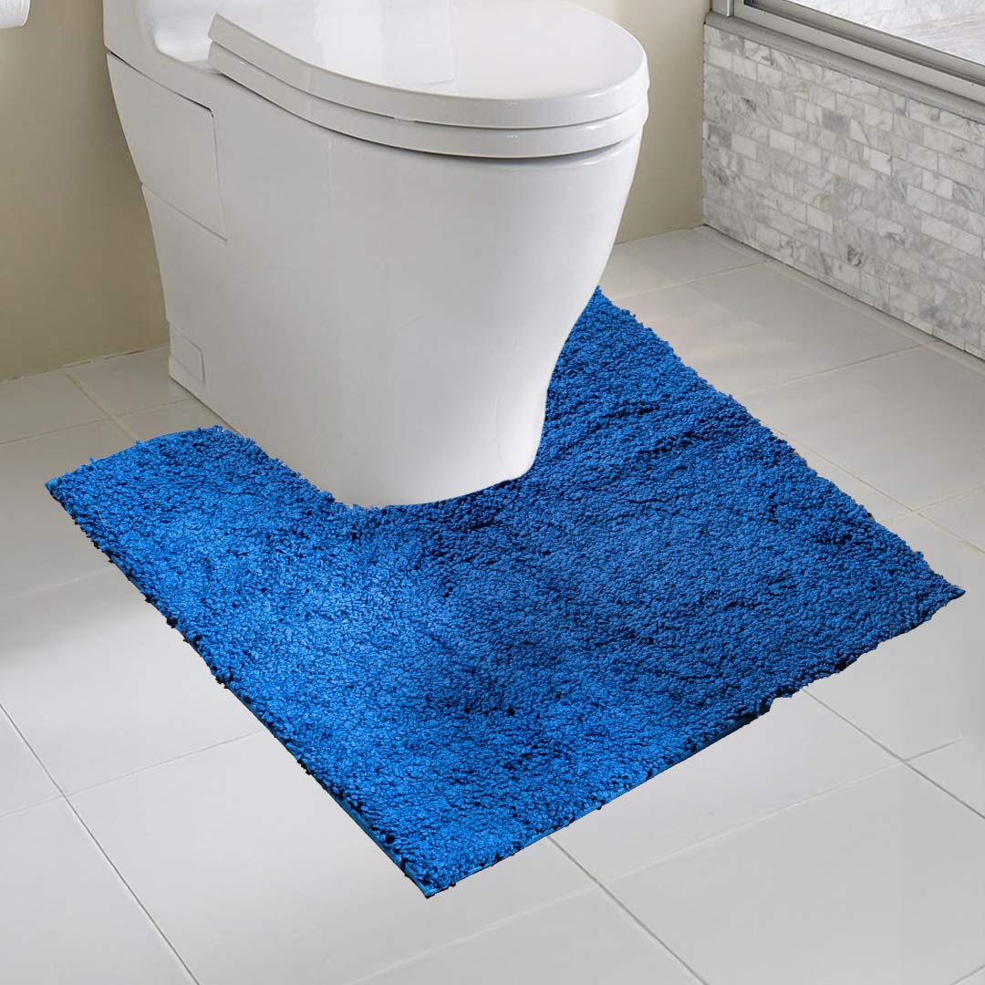 Soft Absorbent U-Shaped Pedestal Bath Mat - Navy