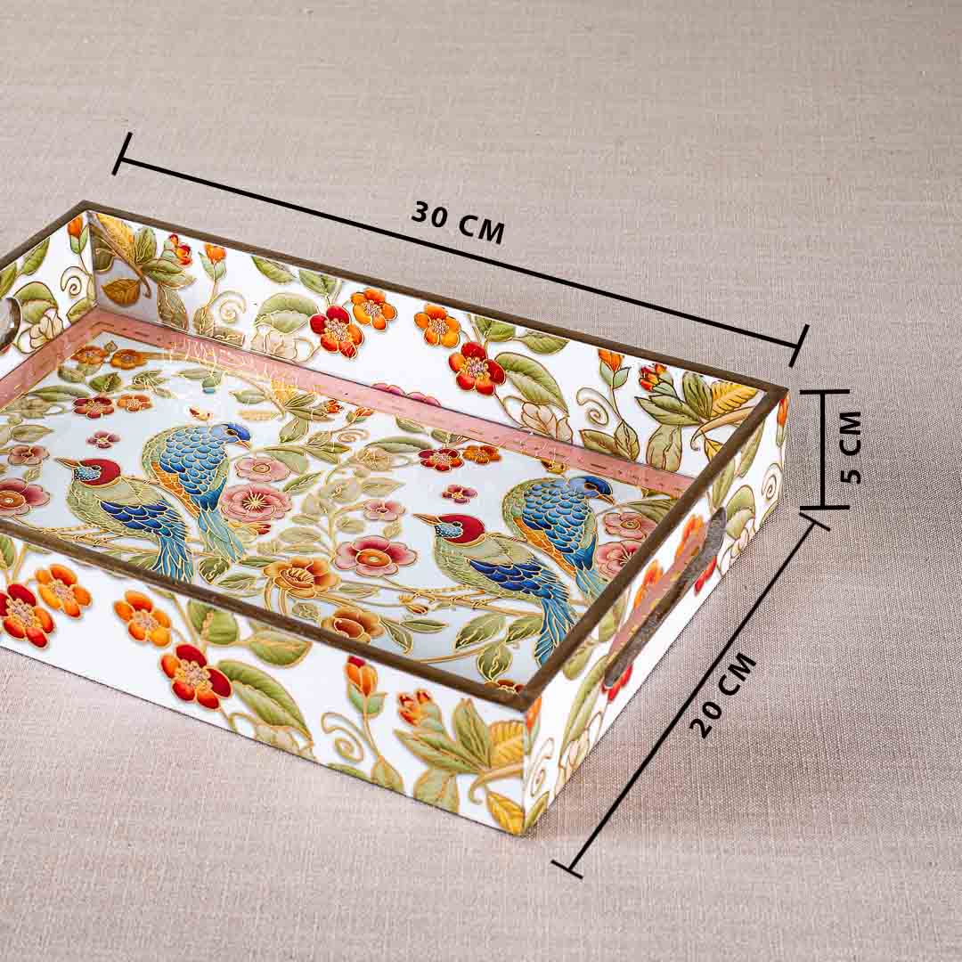 Premium Bird Rectangle Mdf Tray Design Four 8X14X2 Inch