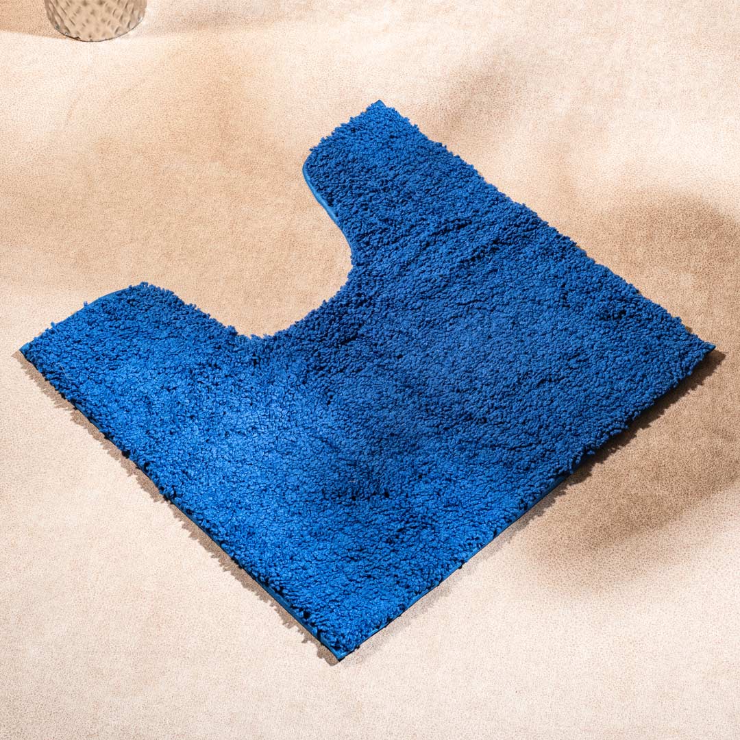 Soft Absorbent U-Shaped Pedestal Bath Mat - Navy