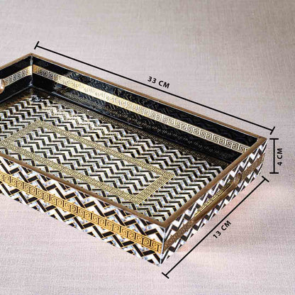Premium Veda Weave Rectangle Mdf Tray Design Ten 13X5X1.5 Inch