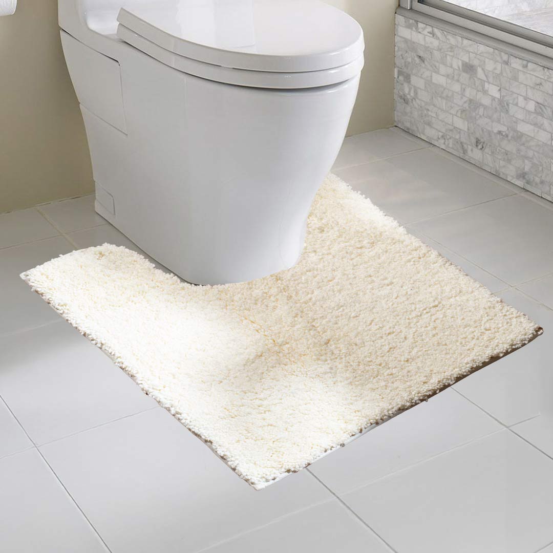 Soft Absorbent U-Shaped Pedestal Bath Mat - Cream
