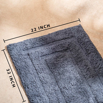 Soft Absorbent U-Shaped Pedestal Bath Mat &amp; Rectangle Bath mat (2pc Set) - GRAPHITE GREY