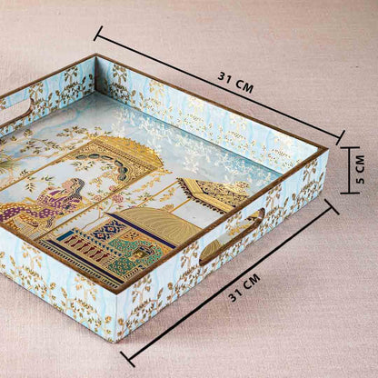 Premium Mughal Square Mdf Tray Design Two 12X12 Inch