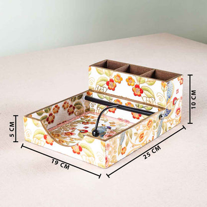 Premium Bird Mdf Square Tissue+Cutlery Holder Design Four