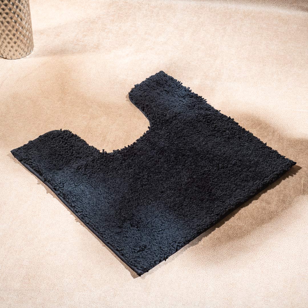 Soft Absorbent U-Shaped Pedestal Bath Mat - Black