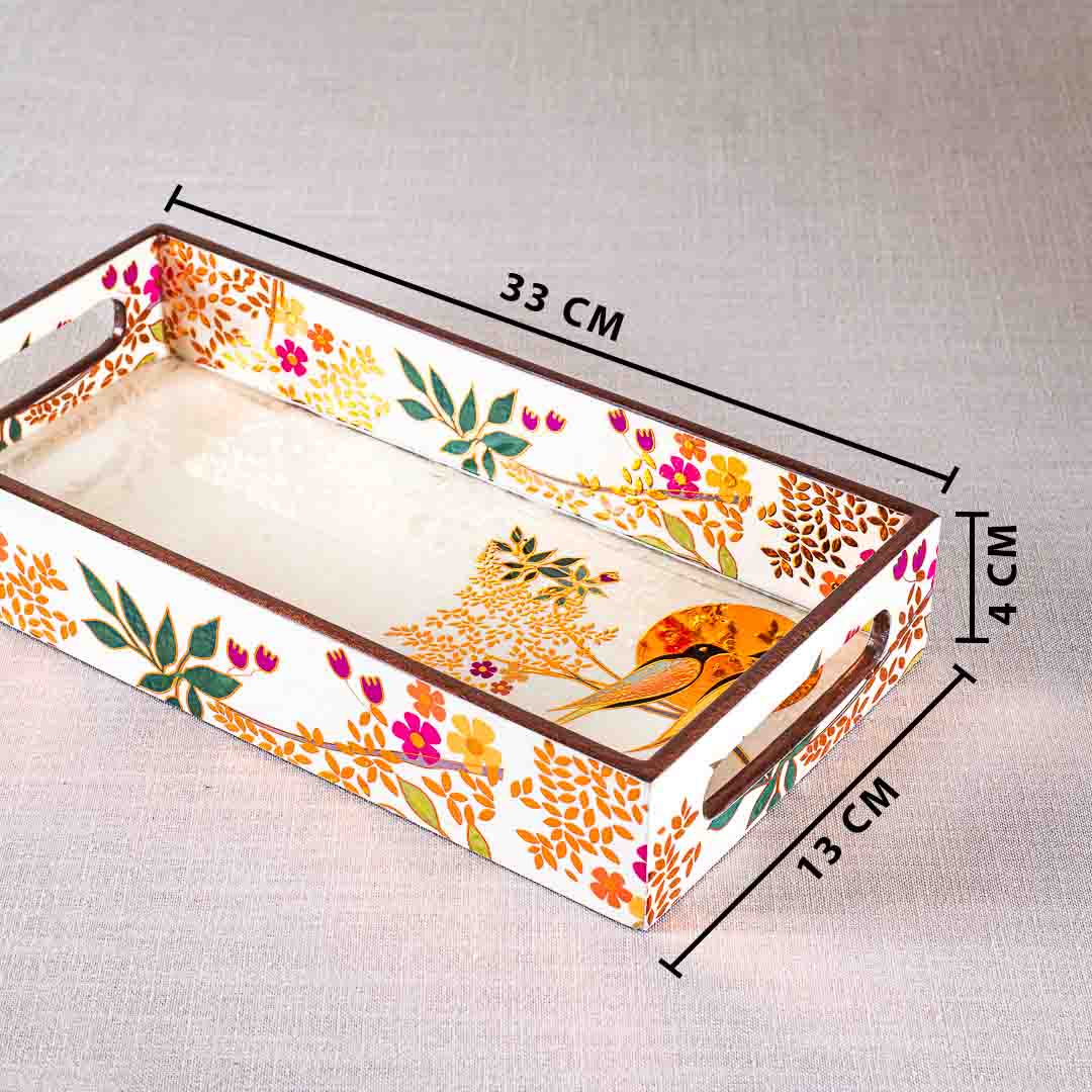Premium Love Bird Rectangle Mdf Tray Design Nine 13X5X1.5 Inch