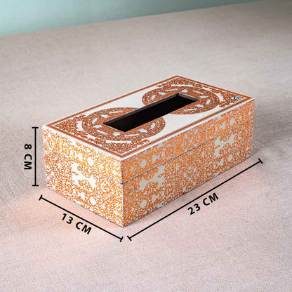 Premium Abstract white Gold Tissue Box Mdf Design Six 9.5X6X3 Inch