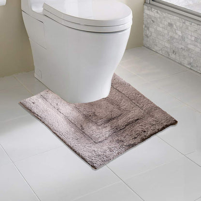 Soft Absorbent U-Shaped Pedestal Bath Mat &amp; Rectangle Bath mat (2pc Set) - Brown