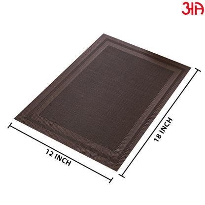 Elegant Brown Pvc Table Mat (2Pcs Set) (12x18) Inch