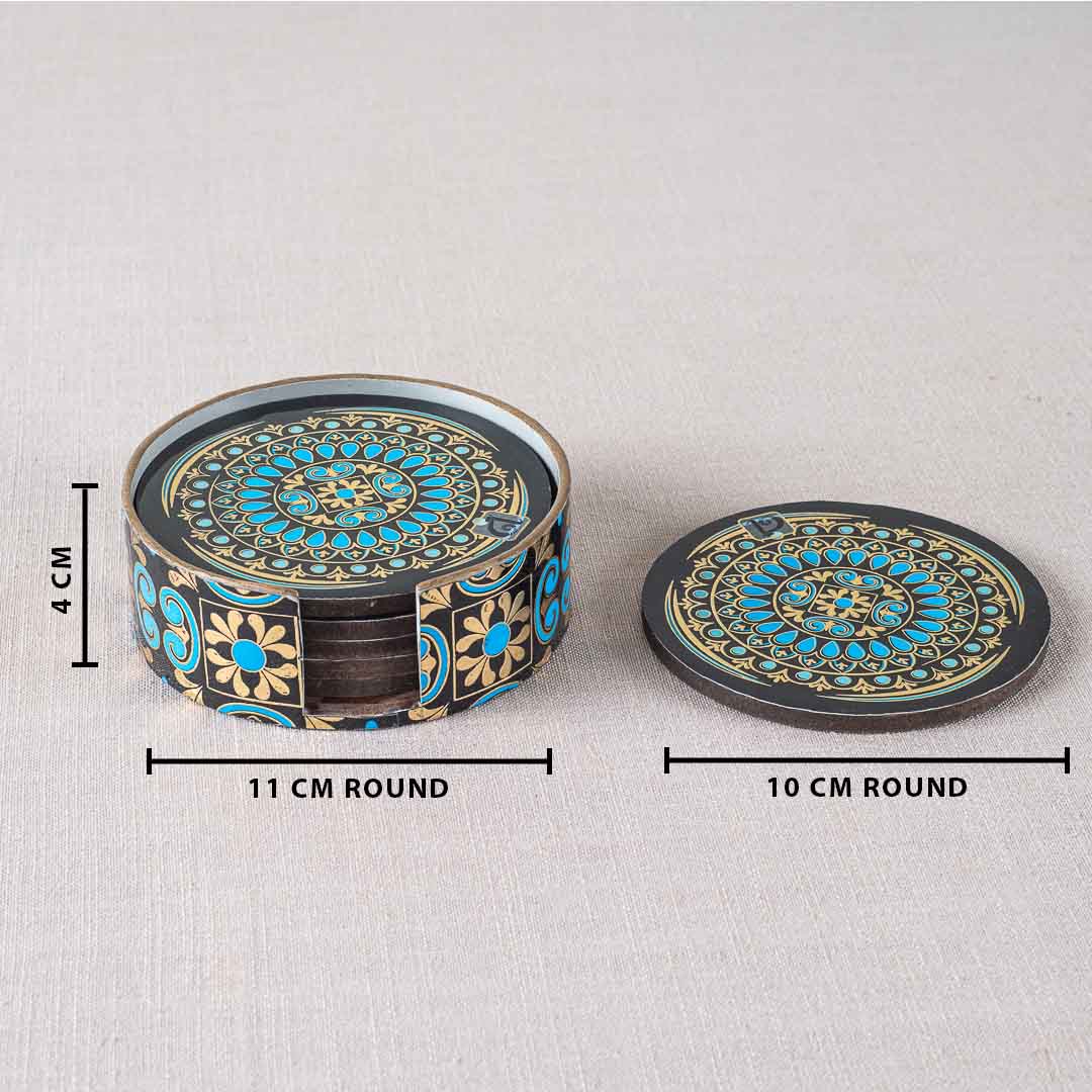 Premium Abstract Mdf Printed Coaster (06 Pcs Set) Design Five