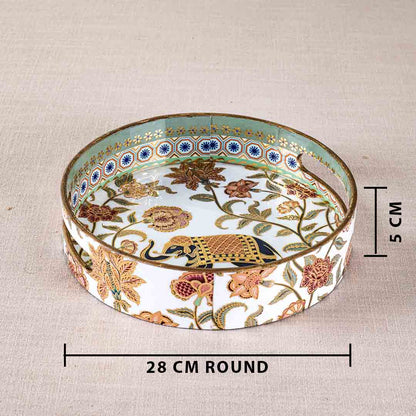 Premium Elephant Mdf Round Tray Design Three 11 INCH ROUND