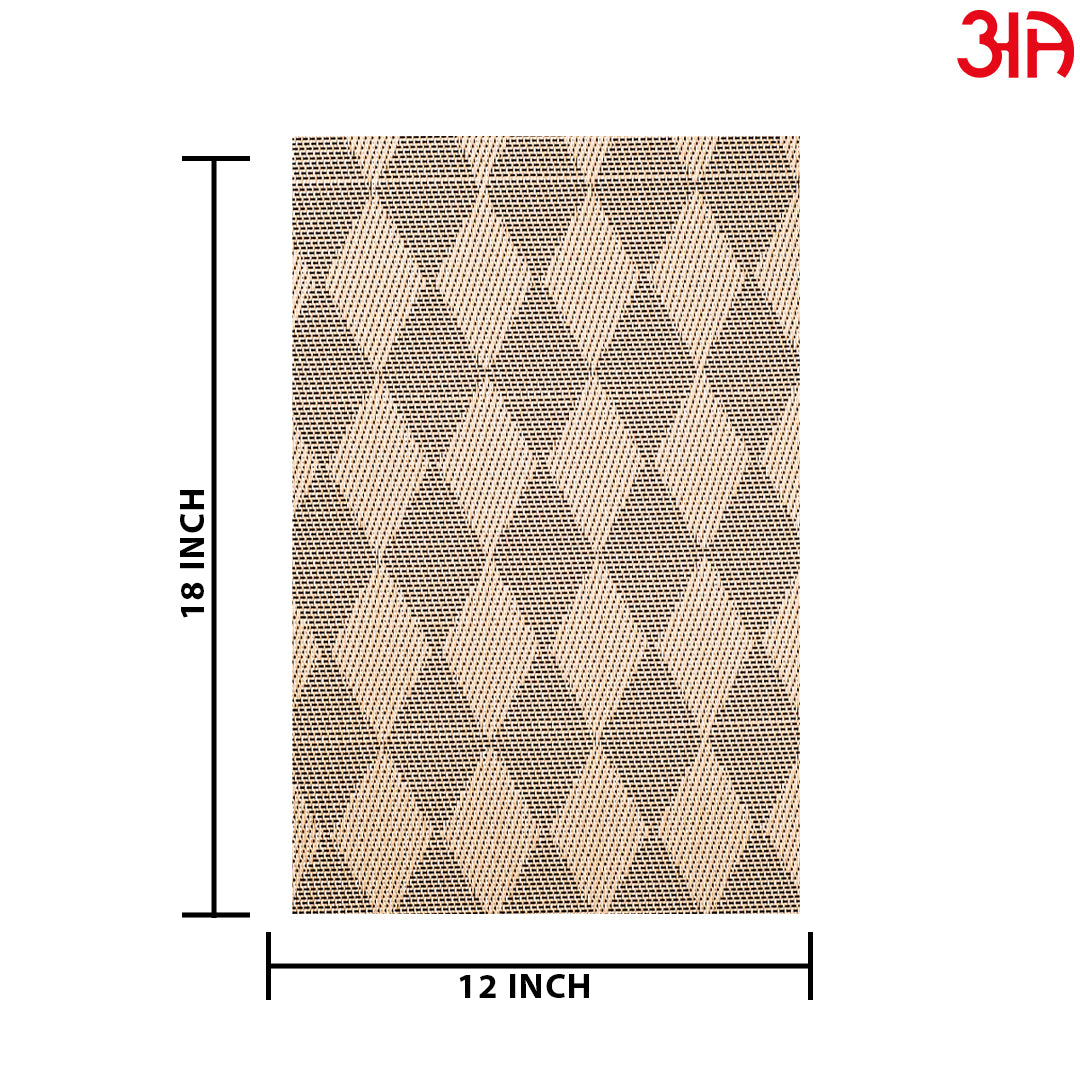 Beige And Brown Diamond Design Pvc Table Mat (2 Pcs Set) (12x18) Inch