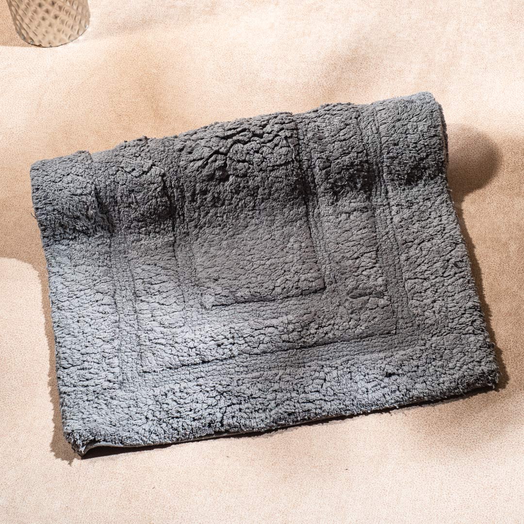 Soft Absorbent U-Shaped Pedestal Bath Mat &amp; Rectangle Bath mat (2pc Set) - DARK GREY