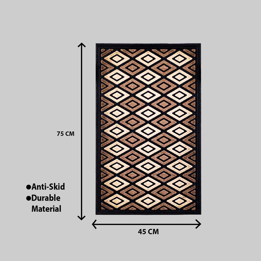 Beige And Brown Diamond Anti Skid Durable Material PP Mat (45x75) CM