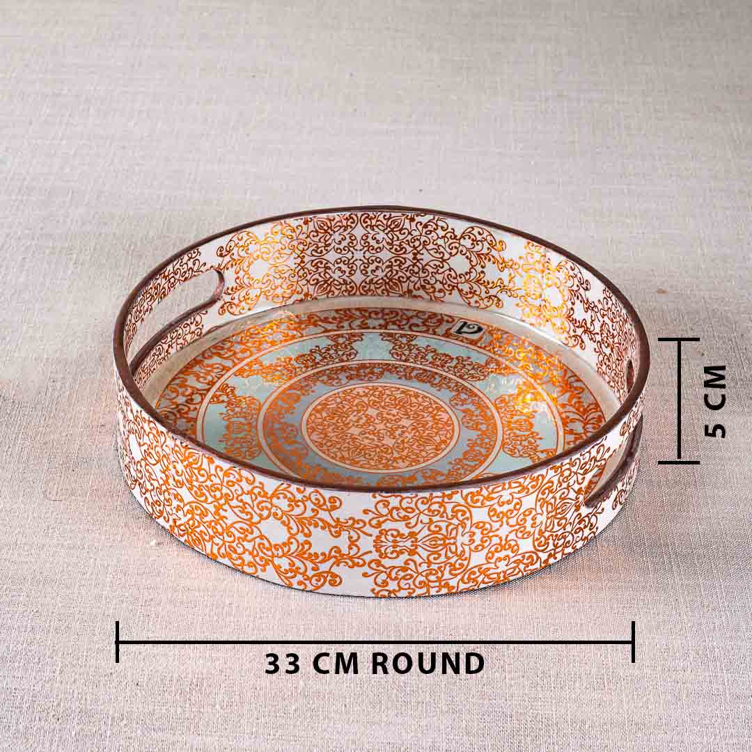 Premium Abstract Gold  Mdf Round Tray Design Six 13 inch Round