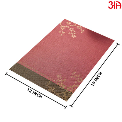 Pink And Brown With Foil Print Pvc Table Mat (2Pcs Set) (12x18) Inch