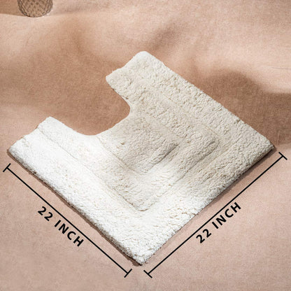 Soft Absorbent U-Shaped Pedestal Bath Mat &amp; Rectangle Bath mat (2pc Set) - OFF-WHITE