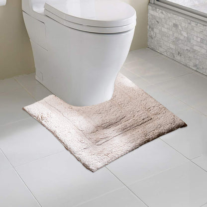 Soft Absorbent U-Shaped Pedestal Bath Mat &amp; Rectangle Bath mat (2pc Set) - BEIGE
