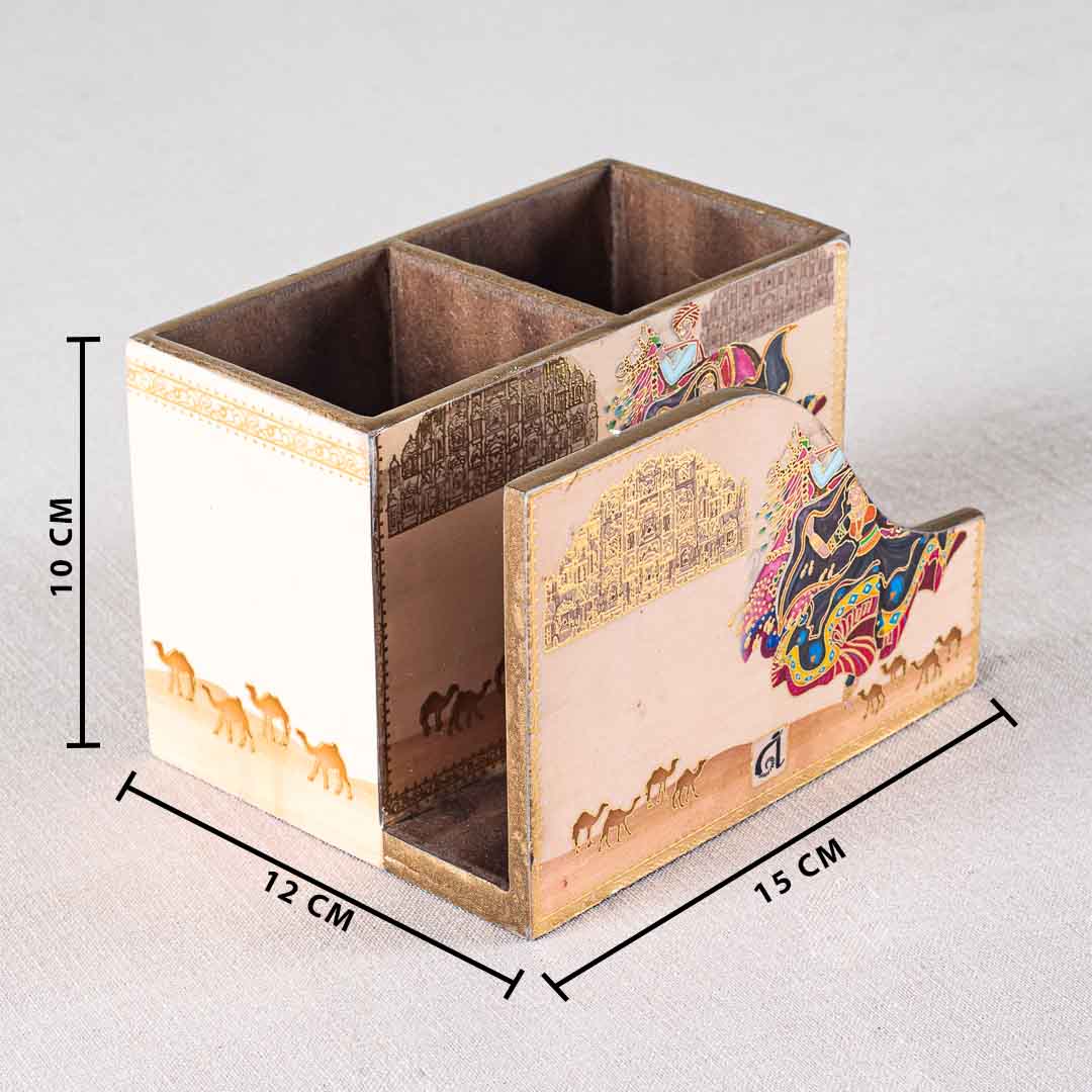 Premium Rajasthani  Mdf Cutlery Npk Holder Design Eight 6X4.5X4 Inch