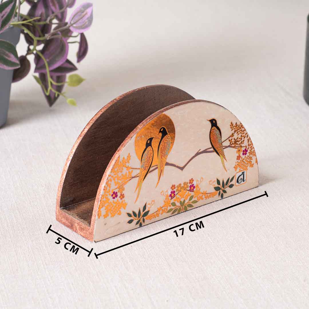 Premium Love bird Mdf Napkin Holder Half Round Design Nine 6.5X2X3.5 Inch