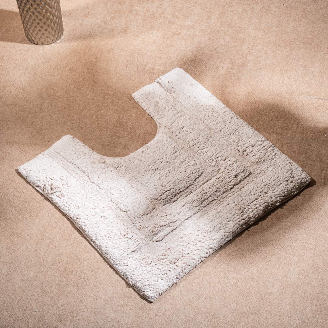Soft Absorbent U-Shaped Pedestal Bath Mat &amp; Rectangle Bath mat (2pc Set) - BEIGE