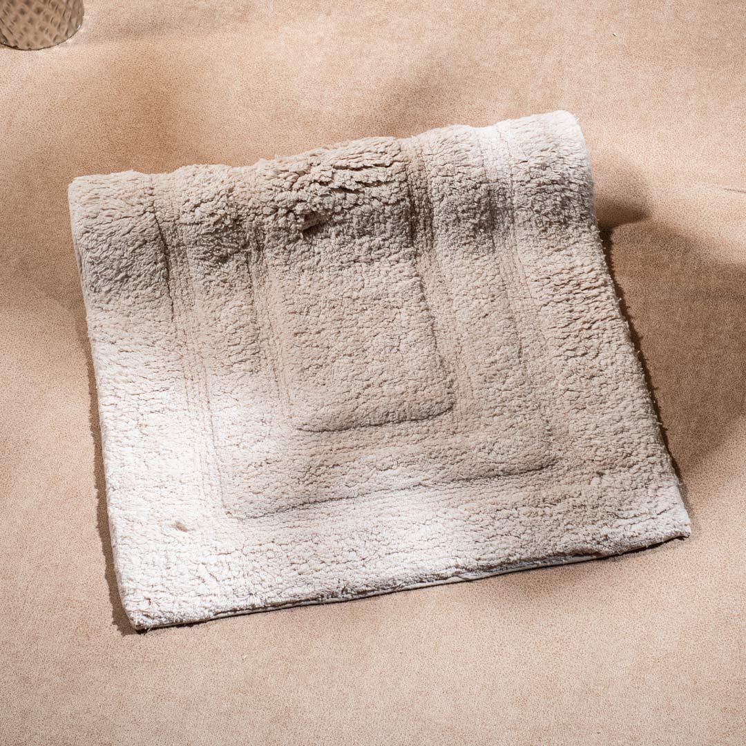 Soft Absorbent U-Shaped Pedestal Bath Mat &amp; Rectangle Bath mat (2pc Set) - BEIGE