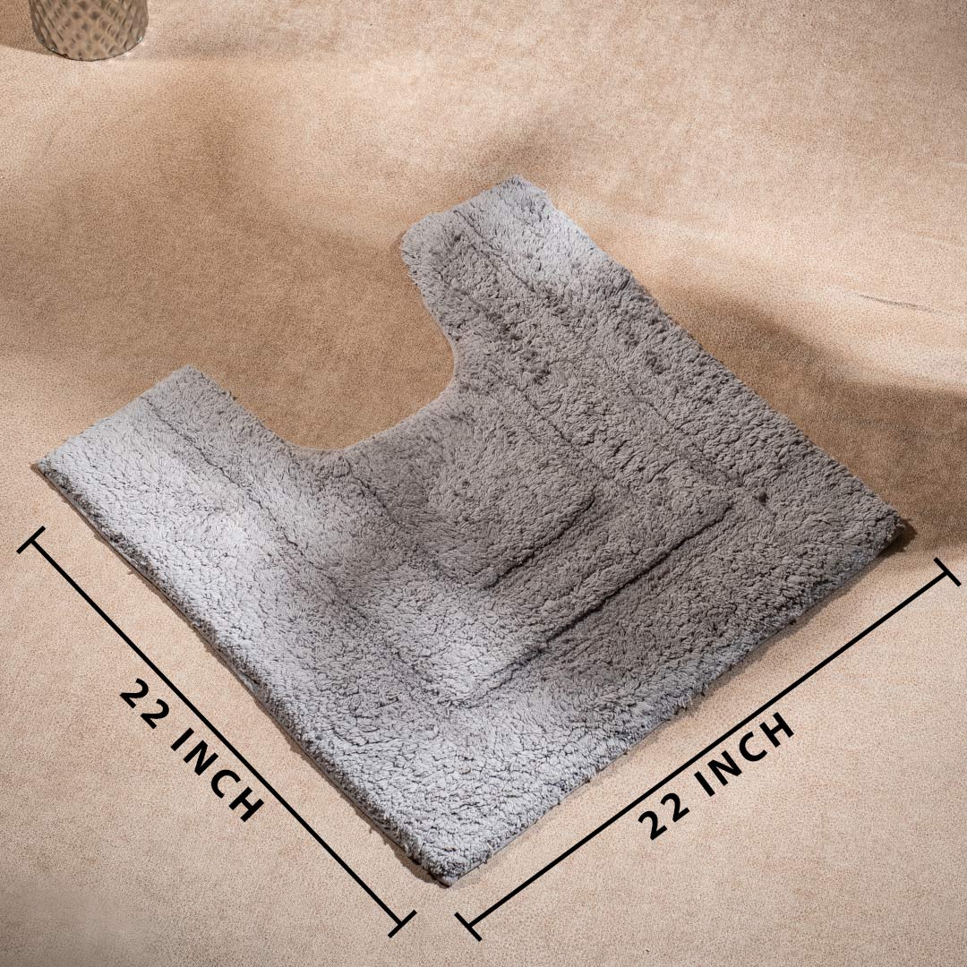 Soft Absorbent U-Shaped Pedestal Bath Mat &amp; Rectangle Bath mat (2pc Set) - ASH