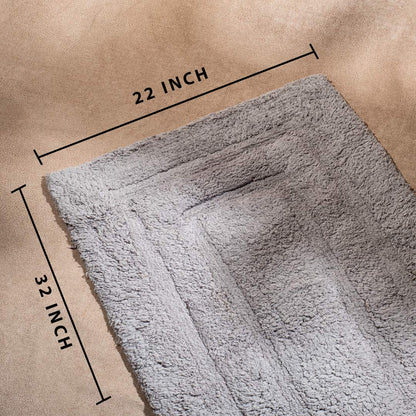 Soft Absorbent U-Shaped Pedestal Bath Mat &amp; Rectangle Bath mat (2pc Set) - ASH
