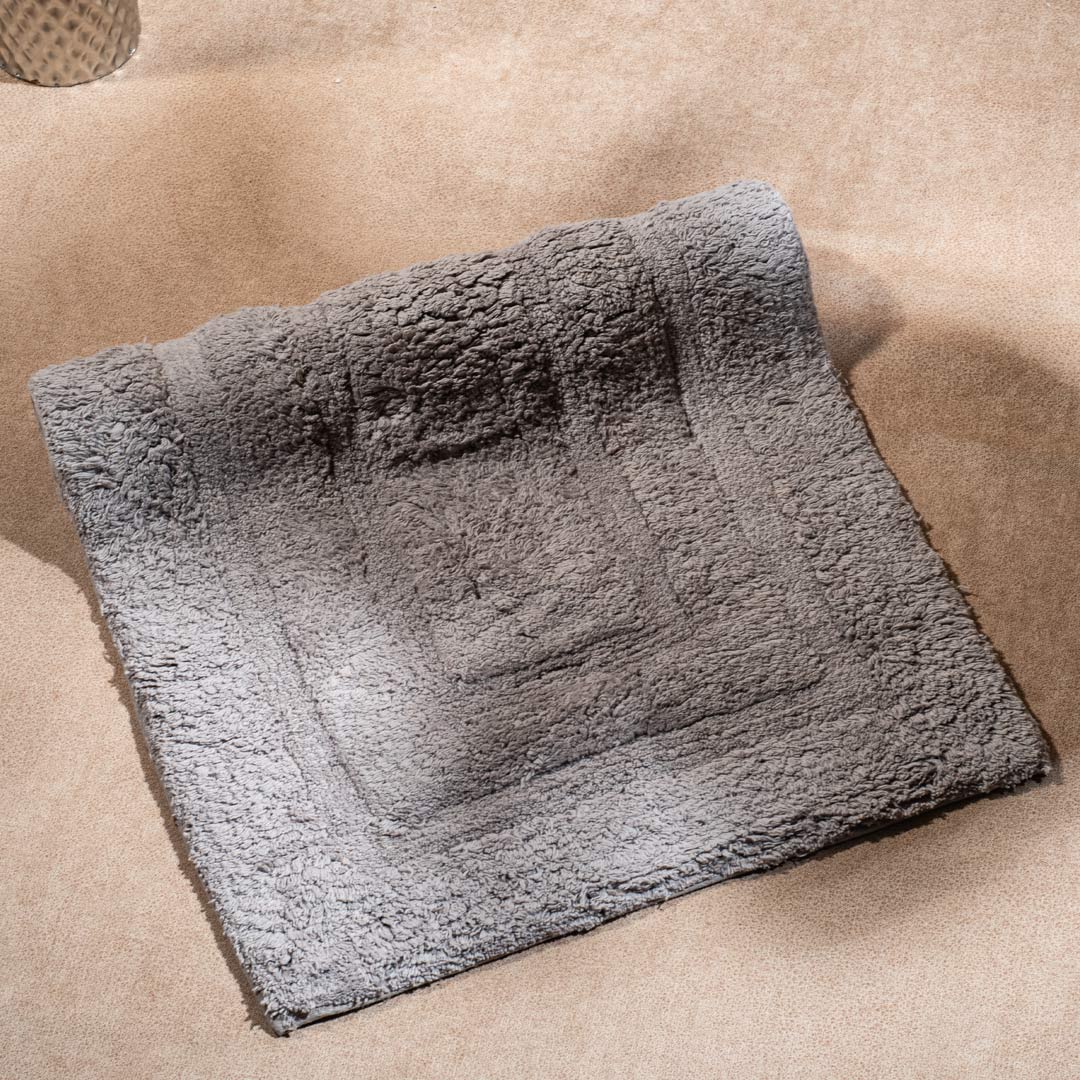 Soft Absorbent U-Shaped Pedestal Bath Mat &amp; Rectangle Bath mat (2pc Set) - ASH