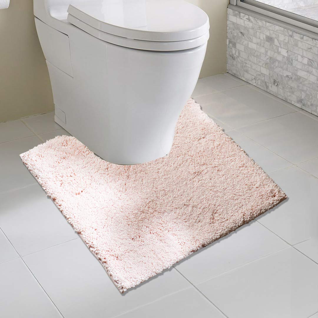 Soft Absorbent U-Shaped Pedestal Bath Mat - Pink