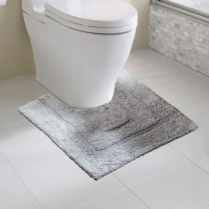 Soft Absorbent U-Shaped Pedestal Bath Mat &amp; Rectangle Bath mat (2pc Set) - LITE GREY