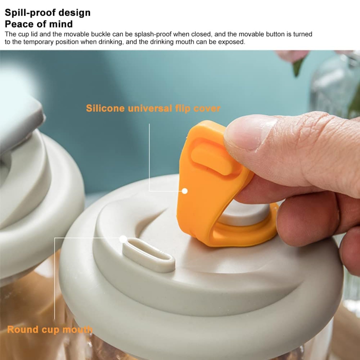 Double Wall Glass Coffee Mug with Sealed Lid - Orange