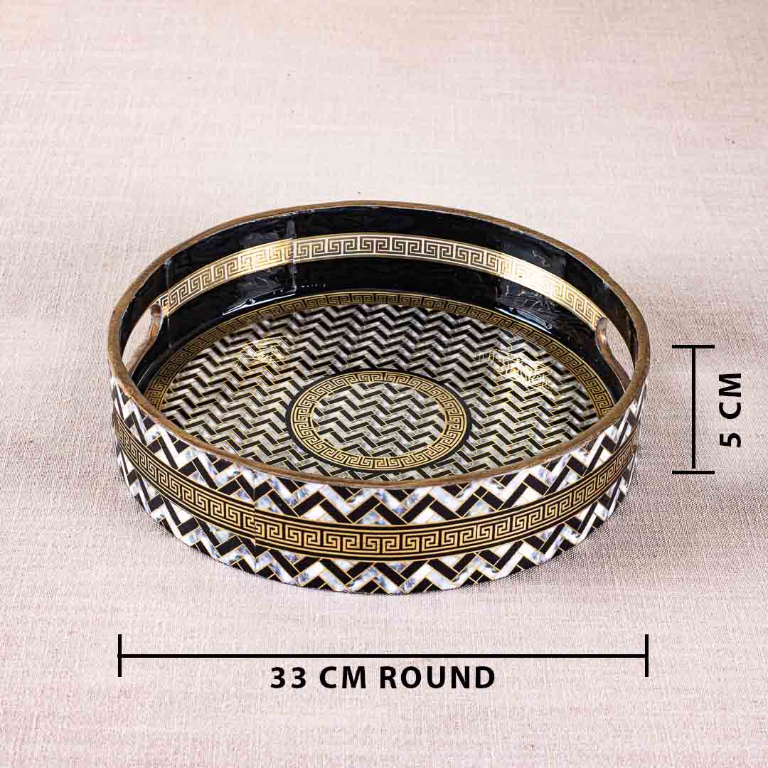 Premium Veda Weave Mdf Round Tray Design Ten 13 inch Round