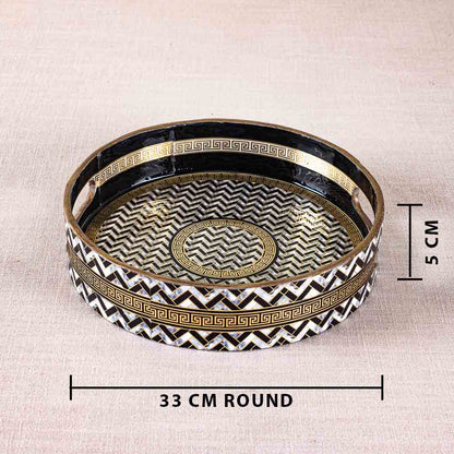 Premium Veda Weave Mdf Round Tray Design Ten 13 inch Round