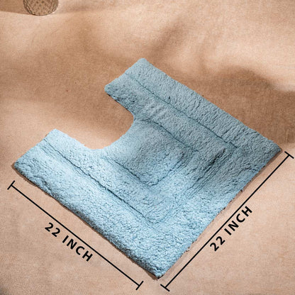Soft Absorbent U-Shaped Pedestal Bath Mat &amp; Rectangle Bath mat (2pc Set) - SKY