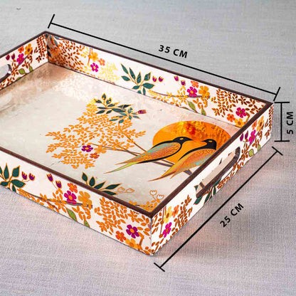 Premium Love Baird Rectangle Mdf Tray Design Nine 10X16X2 Inch