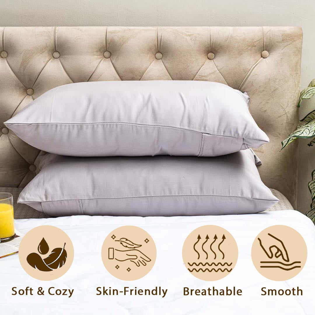 Grey 300TC- Pillow Cover Set (02 Pcs) Design Saveen