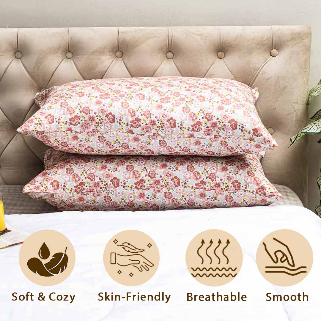Multi Colour 300TC- Pillow Cover Set (02 PCS) Design Six
