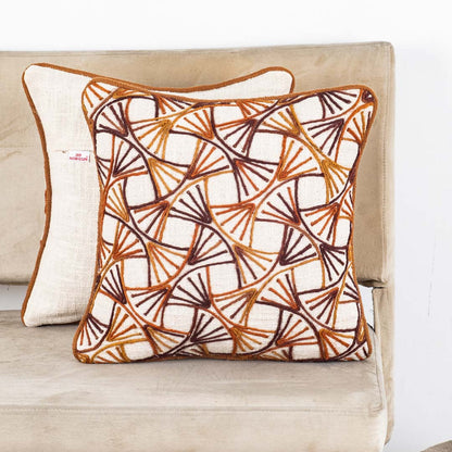 The Heritage Collection Geometric Jute Cotton Cushion Cover 16x16" - Cream Brown