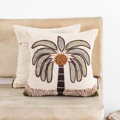Premium Palm Tree Embroidered Cushion Cover – Coastal Home Décor